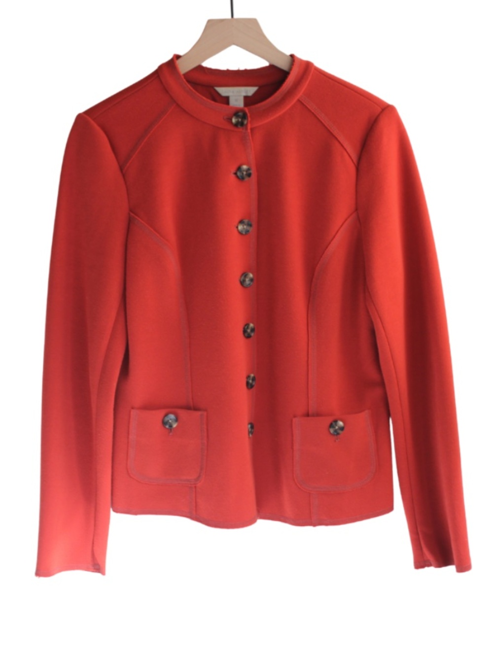 Laura Ashley Orange Knit Frayed Trim Jacket Size Medium